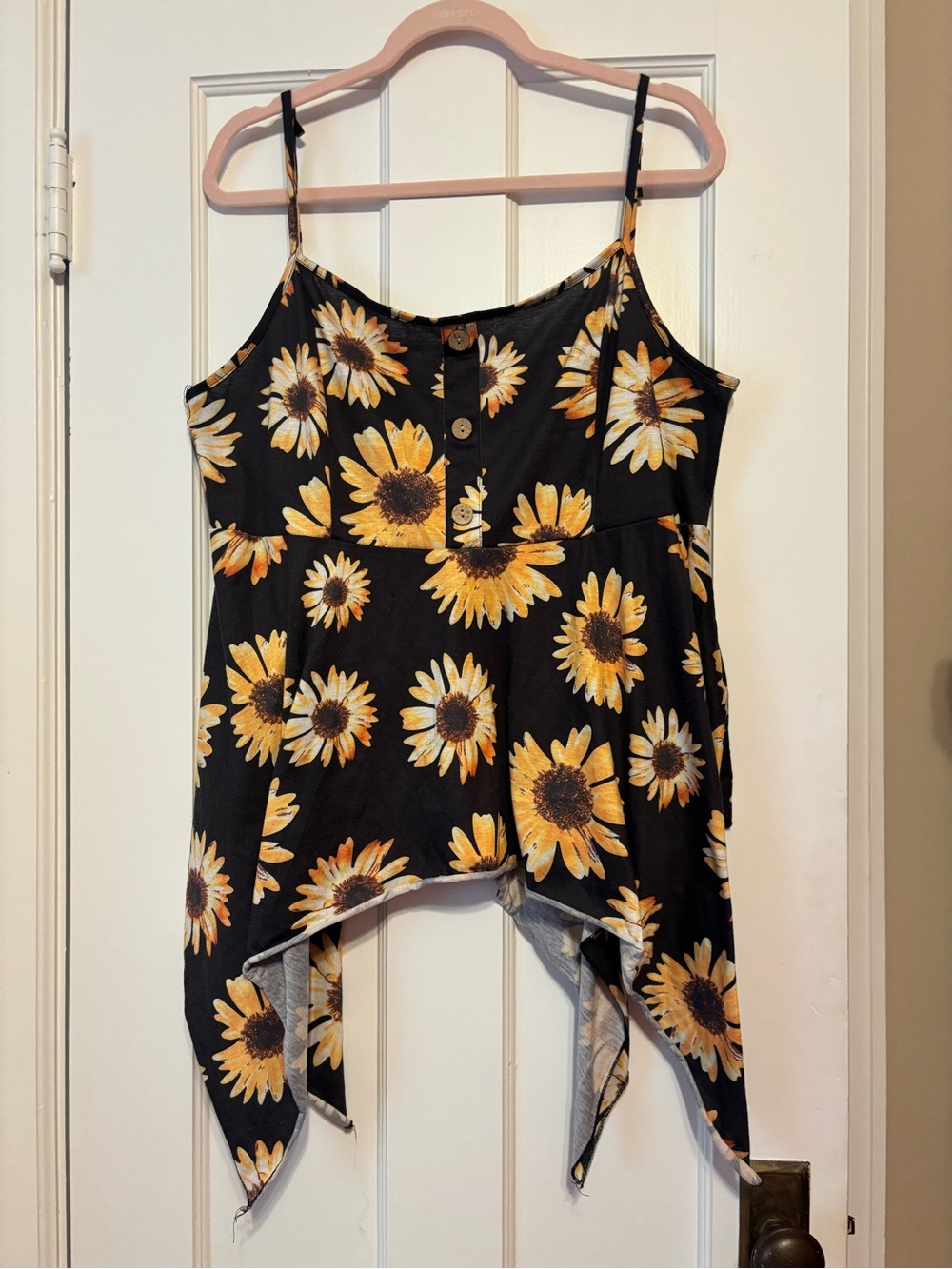 SHEIN Black Cami Top with Yellow Sunflower Print